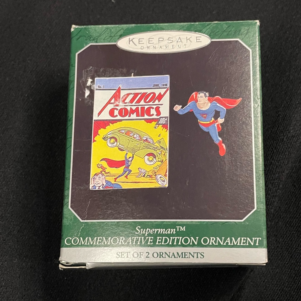 VTG 1998 Hallmark Keepsake retro Superman Commemorative Edition Ornaments (2pcs)